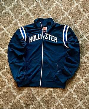 Vintage Hollister Y2K ProSport Full-Zip Navy Blue Zip Up Track Jacket